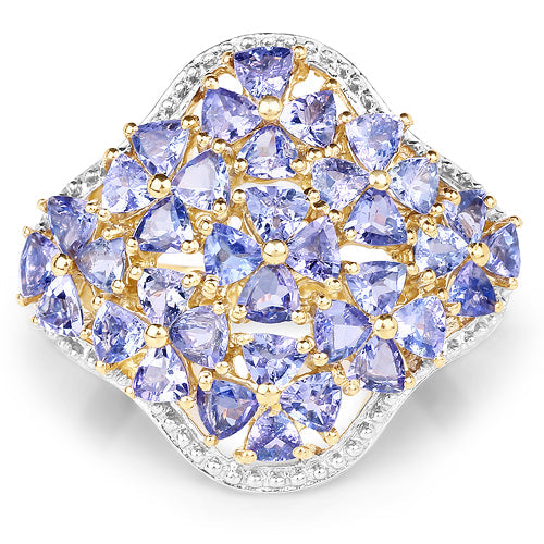 Bids.com 14K Yellow Gold Plated 3.60 Carat Genuine Tanzanite .925 Sterling Silver Ring Rings White Smoke size 6.00,size 7.00,size 8.00,size 9.00,size 5.00,size 10.00