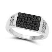 Bids.com 0.55 Carat Genuine Black Diamond and White Diamond .925 Sterling Silver Ring Rings White Smoke size 9.00,size 6.00,size 7.00,size 8.00