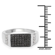 Bids.com 0.55 Carat Genuine Black Diamond and White Diamond .925 Sterling Silver Ring Rings White Smoke size 9.00,size 6.00,size 7.00,size 8.00