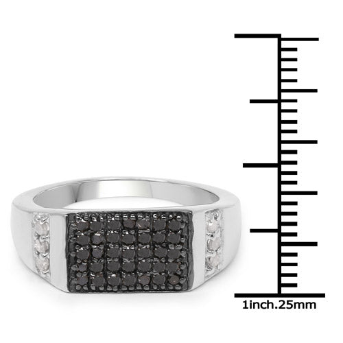 Bids.com 0.55 Carat Genuine Black Diamond and White Diamond .925 Sterling Silver Ring Rings White Smoke size 9.00,size 6.00,size 7.00,size 8.00