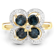 Bids.com 1.76 Carat Genuine London Blue Topaz and White Topaz .925 Sterling Silver Ring Rings White Smoke size 6.00,size 8.00,size 7.00
