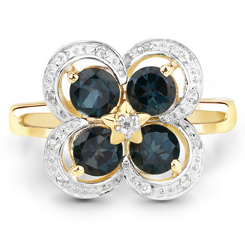 Bids.com 1.76 Carat Genuine London Blue Topaz and White Topaz .925 Sterling Silver Ring Rings White Smoke size 6.00,size 8.00,size 7.00