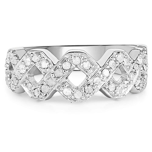 Bids.com 0.40 Carat Genuine White Diamond .925 Sterling Silver Ring Rings Gray size 6.00,size 7.00,size 8.00,size 9.00