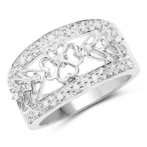 Bids.com 0.31 Carat Genuine White Diamond .925 Sterling Silver Ring Rings White Smoke size 7.00,size 6.00,size 8.00,size 9.00