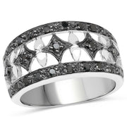 Bids.com 0.29 Carat Genuine Black Diamond .925 Sterling Silver Ring Rings White Smoke size 6.00,size 7.00,size 8.00,size 9.00,size 5.00,size 10.00