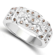 Bids.com 0.32 Carat Genuine Champagne Diamond .925 Sterling Silver Ring Rings White Smoke size 7.00,size 6.00,size 8.00,size 9.00