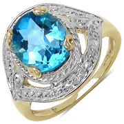 Bids.com 14K Yellow Gold Plated 3.25 Carat Genuine Swiss Blue Topaz .925 Sterling Silver Ring Rings White Smoke size 6.00,size 7.00,size 8.00,size 9.00,size 5.00,size 10.00