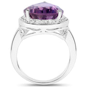 Bids.com 9.00 Carat Genuine Amethyst .925 Sterling Silver Ring Rings White Smoke size 6.00,size 7.00,size 9.00,size 8.00,size 5.00