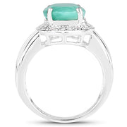 Bids.com 4.72 Carat Genuine Emerald and White Diamond .925 Sterling Silver Ring Rings White Smoke size 5.00,size 6.50,size 7.50,size 7.75,size 8.00,size 9.00,size 11.50,size 6.00,size 7.00