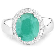 Bids.com 4.72 Carat Genuine Emerald and White Diamond .925 Sterling Silver Ring Rings White Smoke size 5.00,size 6.50,size 7.50,size 7.75,size 8.00,size 9.00,size 11.50,size 6.00,size 7.00