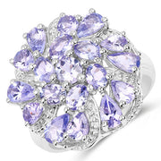 Bids.com 3.35 Carat Genuine Tanzanite .925 Sterling Silver Ring Rings White Smoke size 5.00,size 6.00,size 7.00,size 8.00,size 9.00,size 10.00
