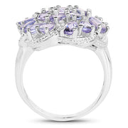Bids.com 3.35 Carat Genuine Tanzanite .925 Sterling Silver Ring Rings White Smoke size 5.00,size 6.00,size 7.00,size 8.00,size 9.00,size 10.00