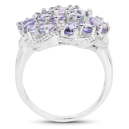 Bids.com 3.35 Carat Genuine Tanzanite .925 Sterling Silver Ring Rings White Smoke size 5.00,size 6.00,size 7.00,size 8.00,size 9.00,size 10.00