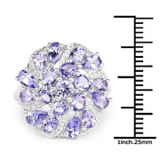 Bids.com 3.35 Carat Genuine Tanzanite .925 Sterling Silver Ring Rings White Smoke size 5.00,size 6.00,size 7.00,size 8.00,size 9.00,size 10.00