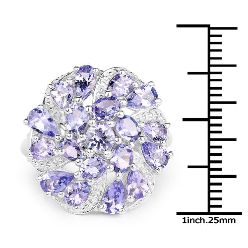 Bids.com 3.35 Carat Genuine Tanzanite .925 Sterling Silver Ring Rings White Smoke size 5.00,size 6.00,size 7.00,size 8.00,size 9.00,size 10.00