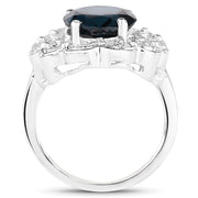 Bids.com 5.11 Carat Genuine London Blue Topaz and White Diamond .925 Sterling Silver Ring Rings White Smoke size 7.00,size 8.00,size 6.00,size 9.00
