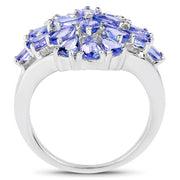 Bids.com 4.20 Carat Genuine Tanzanite .925 Sterling Silver Ring Rings White Smoke size 9.00,size 6.00,size 7.00,size 8.00,size 5.00