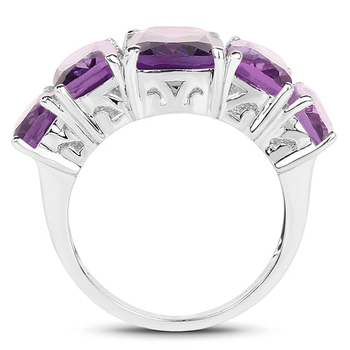 Bids.com 11.10 Carat Genuine Amethyst .925 Sterling Silver Ring Rings White Smoke size 6.00,size 7.00,size 5.00,size 8.00,size 9.00