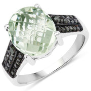 Bids.com 4.26 Carat Genuine Green Amethyst and Green Diamond .925 Sterling Silver Ring Rings White Smoke size 5.00,size 6.00,size 7.00,size 8.00,size 9.00