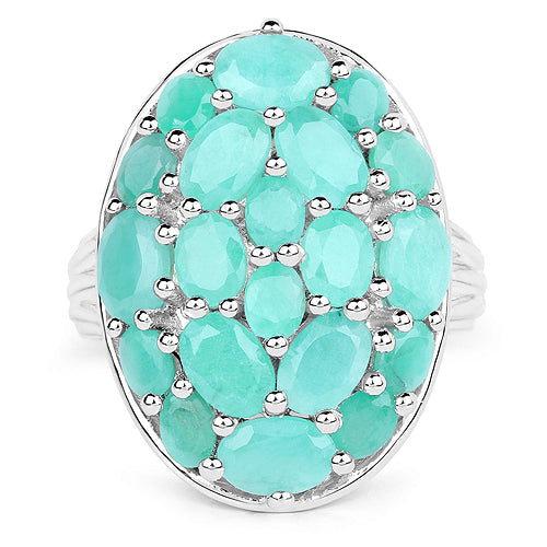 Bids.com 5.48 Carat Genuine Emerald .925 Sterling Silver Ring Rings White Smoke size 9.00,size 6.00,size 7.00,size 8.00