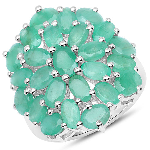 Bids.com 5.88 Carat Genuine Emerald .925 Sterling Silver Ring Rings White Smoke size 7.00,size 5.00,size 6.00,size 8.00,size 9.00,size 10.00,size 12.50