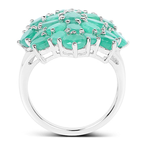 Bids.com 5.88 Carat Genuine Emerald .925 Sterling Silver Ring Rings White Smoke size 7.00,size 5.00,size 6.00,size 8.00,size 9.00,size 10.00,size 12.50