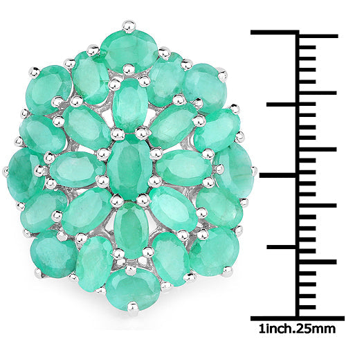 Bids.com 5.88 Carat Genuine Emerald .925 Sterling Silver Ring Rings White Smoke size 7.00,size 5.00,size 6.00,size 8.00,size 9.00,size 10.00,size 12.50
