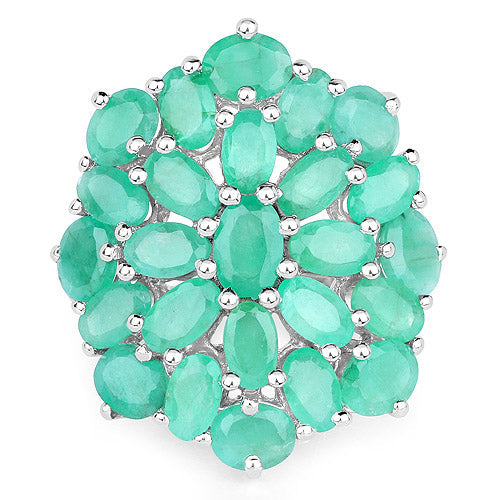 Bids.com 5.88 Carat Genuine Emerald .925 Sterling Silver Ring Rings White Smoke size 7.00,size 5.00,size 6.00,size 8.00,size 9.00,size 10.00,size 12.50