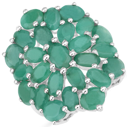Bids.com 5.88 Carat Genuine Emerald .925 Sterling Silver Ring Rings White Smoke size 5.00,size 6.00,size 7.00,size 8.00,size 9.00