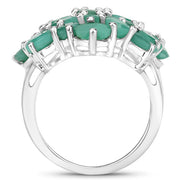 Bids.com 5.88 Carat Genuine Emerald .925 Sterling Silver Ring Rings White Smoke size 5.00,size 6.00,size 7.00,size 8.00,size 9.00