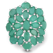 Bids.com 5.88 Carat Genuine Emerald .925 Sterling Silver Ring Rings White Smoke size 5.00,size 6.00,size 7.00,size 8.00,size 9.00