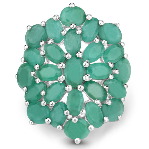 Bids.com 5.88 Carat Genuine Emerald .925 Sterling Silver Ring Rings White Smoke size 5.00,size 6.00,size 7.00,size 8.00,size 9.00