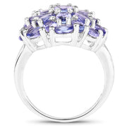 Bids.com 7.08 Carat Genuine Tanzanite .925 Sterling Silver Ring Rings White Smoke size 7.00,size 5.00,size 6.00,size 8.00,size 9.00