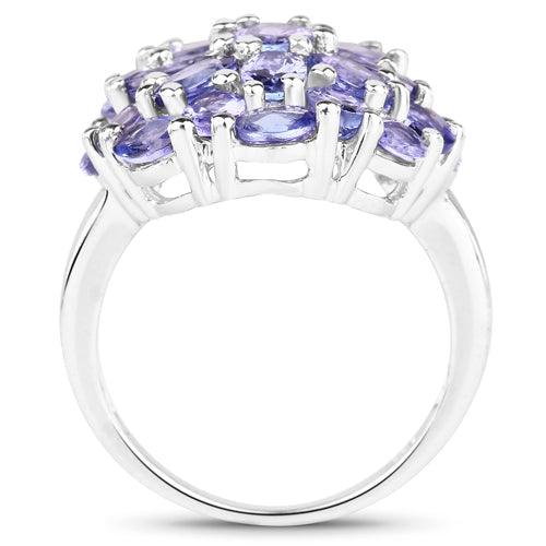 Bids.com 7.08 Carat Genuine Tanzanite .925 Sterling Silver Ring Rings White Smoke size 7.00,size 5.00,size 6.00,size 8.00,size 9.00