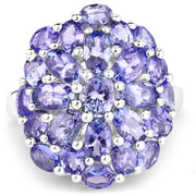 Bids.com 7.08 Carat Genuine Tanzanite .925 Sterling Silver Ring Rings White Smoke size 7.00,size 5.00,size 6.00,size 8.00,size 9.00