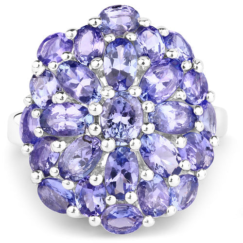 Bids.com 7.08 Carat Genuine Tanzanite .925 Sterling Silver Ring Rings White Smoke size 7.00,size 5.00,size 6.00,size 8.00,size 9.00