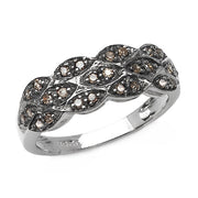 Bids.com 0.31 Carat Genuine Champagne Diamond .925 Sterling Silver Ring Rings White Smoke size 7.00,size 6.00,size 8.00,size 9.00