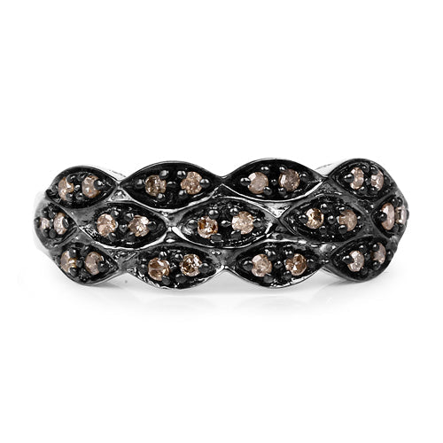 Bids.com 0.31 Carat Genuine Champagne Diamond .925 Sterling Silver Ring Rings White Smoke size 7.00,size 6.00,size 8.00,size 9.00