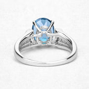 Bids.com 2.72 Carat Genuine London Blue Topaz and Blue Diamond .925 Sterling Silver Ring Rings White Smoke size 5.00,size 6.00,size 7.00,size 8.00,size 10.00,size 9.00