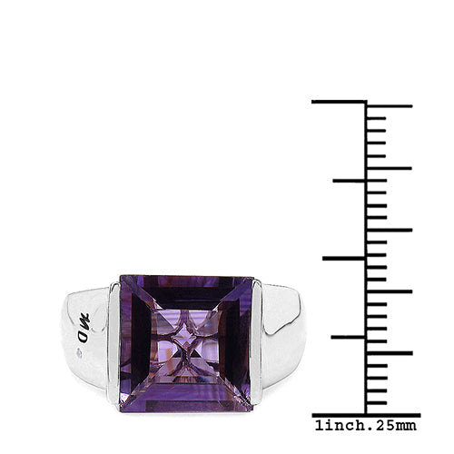 Bids.com 5.21 Carat Genuine Amethyst & White Diamond .925 Sterling Silver Ring Rings White Smoke size 8.00,size 6.00,size 7.00,size 9.00