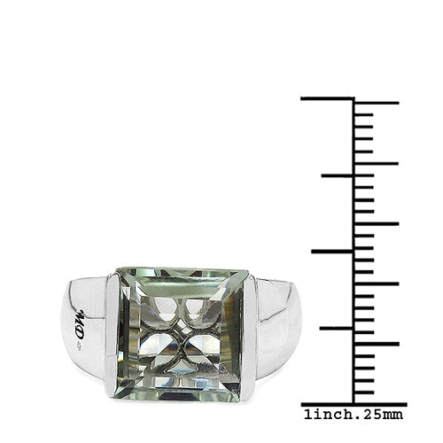 Bids.com 5.71 Carat Genuine Green Amethyst & White Diamond .925 Sterling Silver Ring Rings White Smoke size 8.00,size 6.00,size 7.00,size 9.00