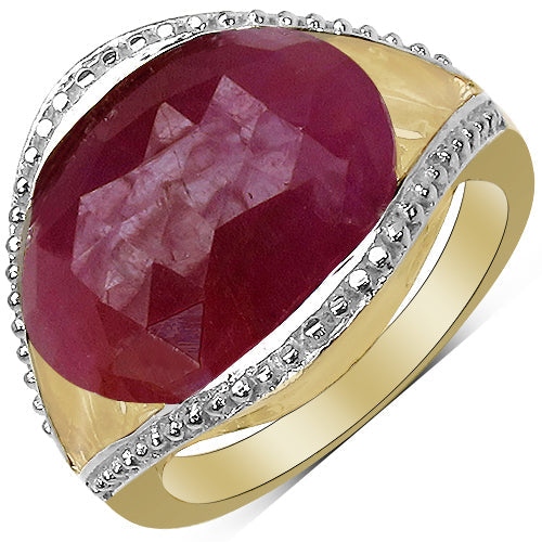 Bids.com 14K Yellow Gold Plated 9.29 Carat Genuine Pink Sapphire & White Diamond .925 Sterling Silver Ring Rings White Smoke size 8.00,size 6.00,size 7.00,size 9.00