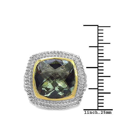 Bids.com 6.31 Carat Genuine Green Amethyst & White Diamond .925 Sterling Silver Ring Rings White Smoke size 8.00,size 6.00,size 7.00,size 9.00