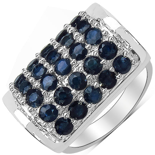 Bids.com 3.51 Carat Genuine Blue Sapphire & White Diamond .925 Sterling Silver Ring Rings White Smoke size 8.00,size 6.00,size 7.00,size 9.00