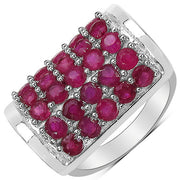 Bids.com 3.01 Carat Genuine Ruby & White Diamond .925 Sterling Silver Ring Rings White Smoke size 8.00,size 6.00,size 7.00,size 9.00