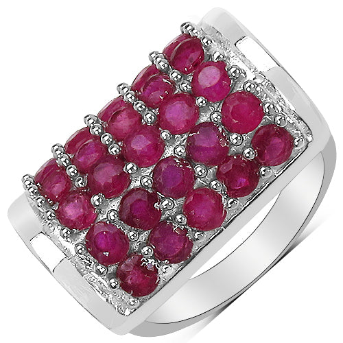 Bids.com 3.01 Carat Genuine Ruby & White Diamond .925 Sterling Silver Ring Rings White Smoke size 8.00,size 6.00,size 7.00,size 9.00