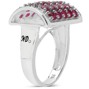 Bids.com 3.01 Carat Genuine Ruby & White Diamond .925 Sterling Silver Ring Rings White Smoke size 8.00,size 6.00,size 7.00,size 9.00