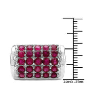 Bids.com 3.01 Carat Genuine Ruby & White Diamond .925 Sterling Silver Ring Rings White Smoke size 8.00,size 6.00,size 7.00,size 9.00