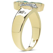 Bids.com 14K Yellow Gold Plated 1.86 Carat Genuine Blue Topaz, White Topaz & White Diamond .925 Sterling Silver Ring Rings White Smoke size 8.00,size 6.00,size 7.00,size 9.00