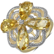Bids.com 14K Yellow Gold Plated 8.81 Carat Genuine Citrine & White Diamond .925 Sterling Silver Ring Rings White Smoke size 8.00,size 6.00,size 7.00,size 9.00